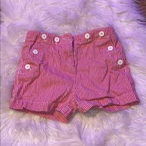 Red and white stripe girls shorts